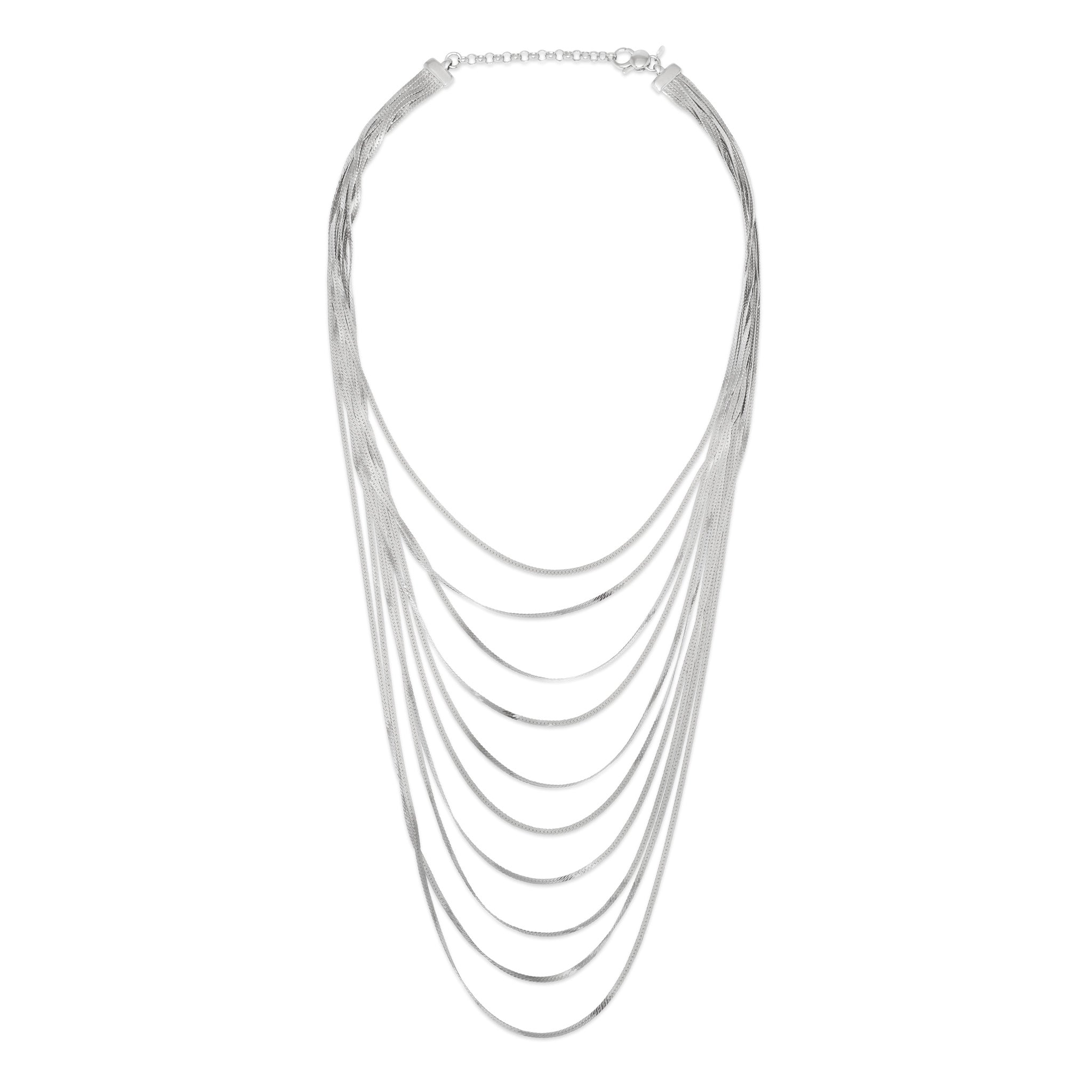 multi layer silver necklace