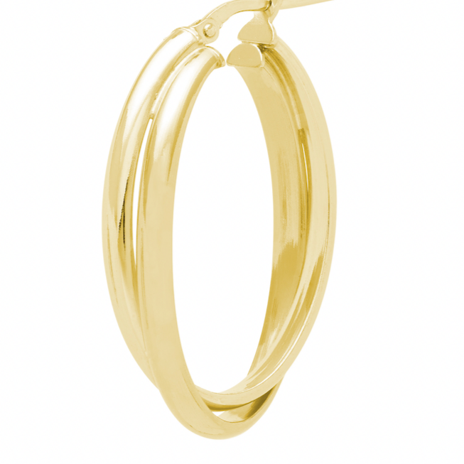 Double Oval Gold Hoop Earrings for Women