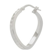 Textured Wave Hoops - Silver
