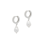 Pearl charm drop hoop earrings