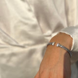 Sparkly Luxury Silver Woven Cuff Bangle