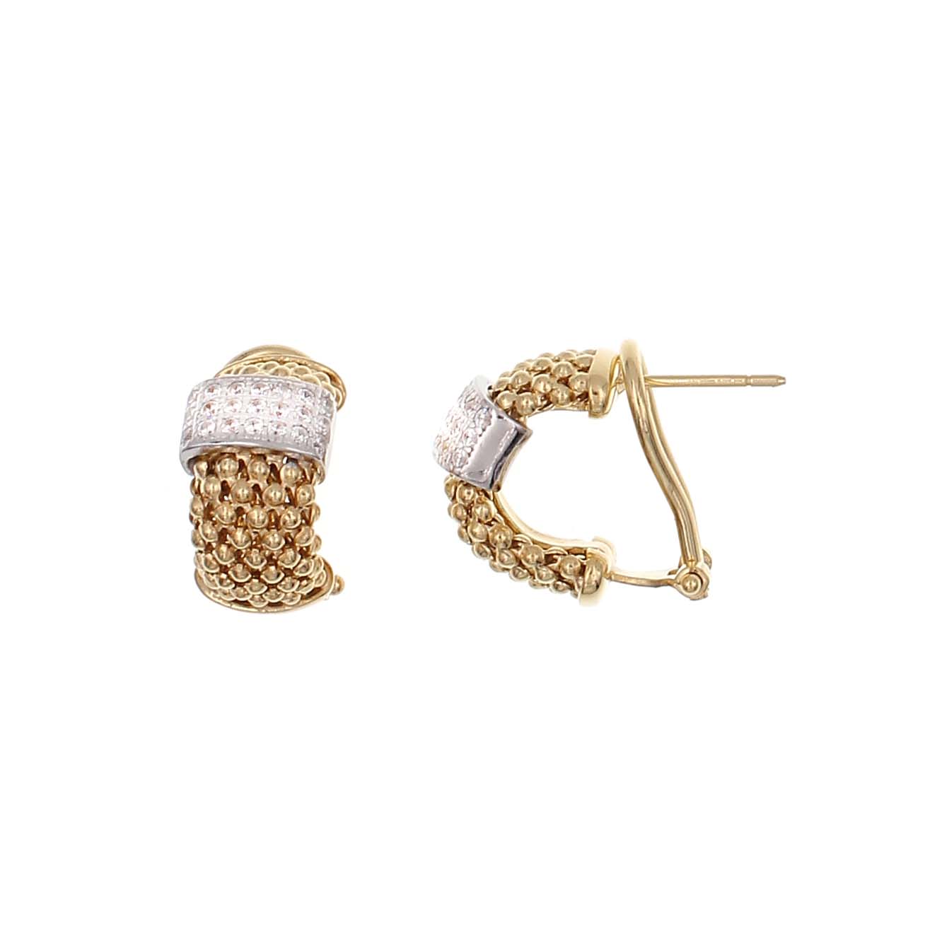gold texture-mesh-sparkling-luxury-earrings