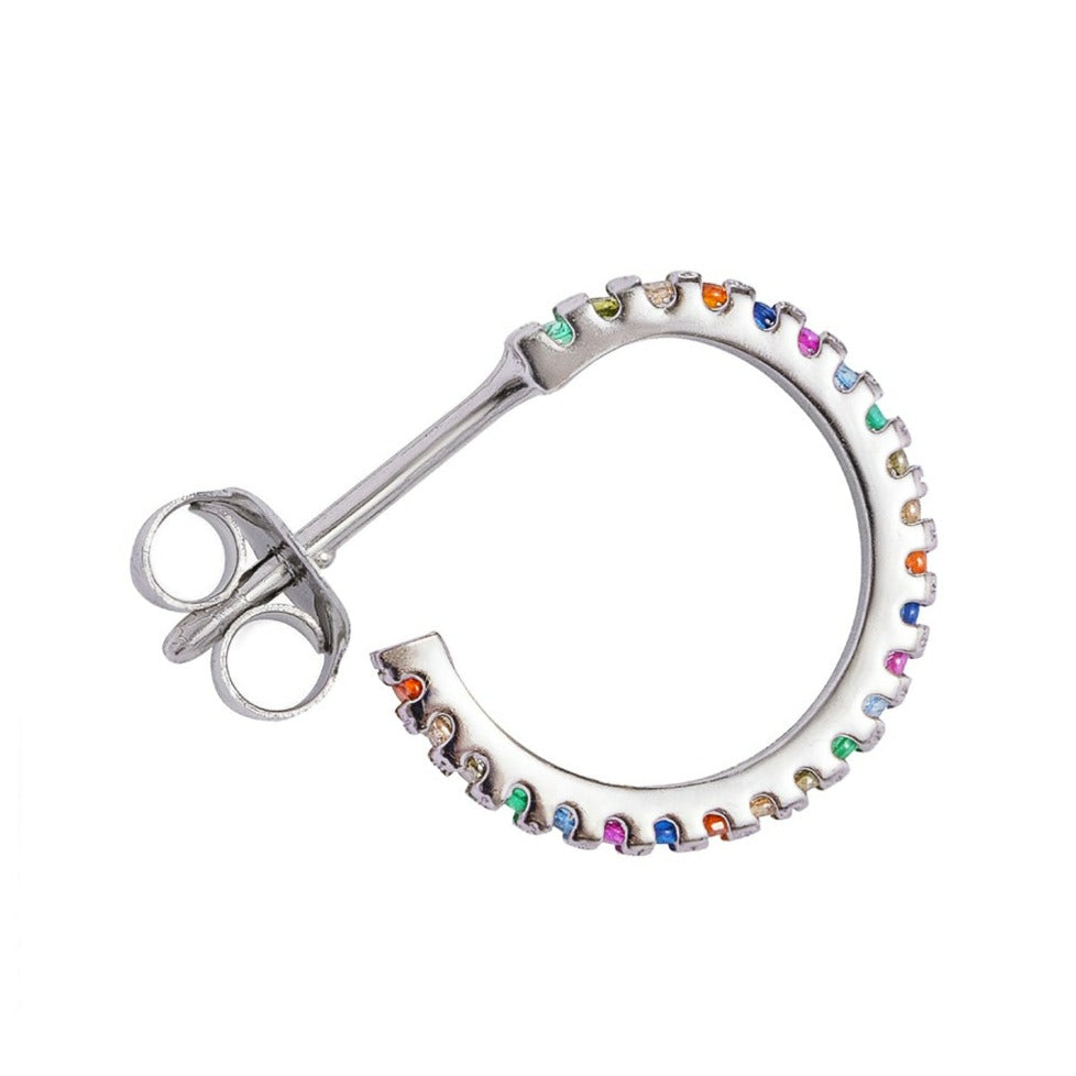 sparkly huggie hoops with coloured stones