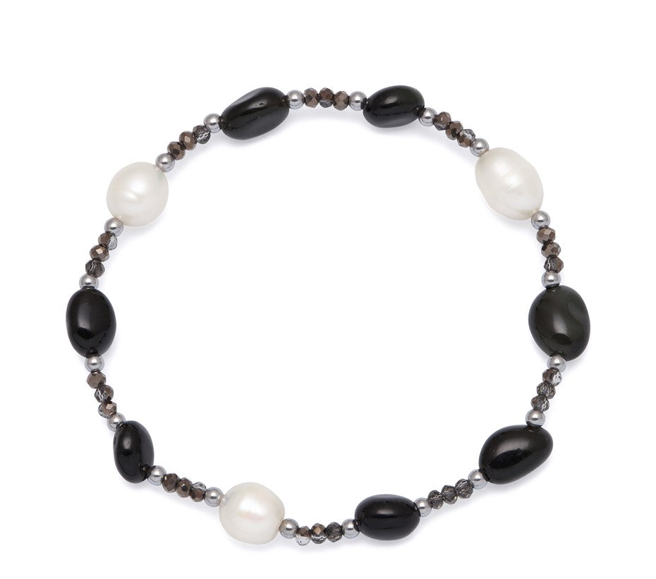 Onyx Haematite Pearl Bracelet