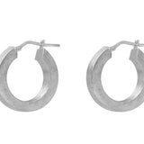Matte Squared Hoops - Silver