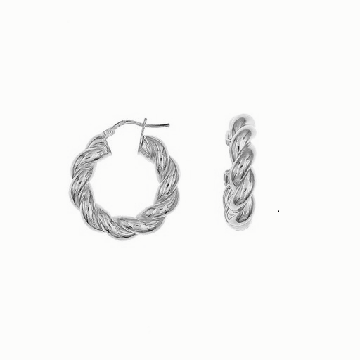 Twisted Silver Hoop Earrings