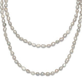 freshwater pearl long grey necklace