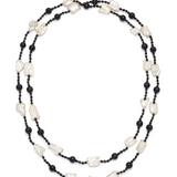 Freshwater Pearl + Onyx Endless Necklace