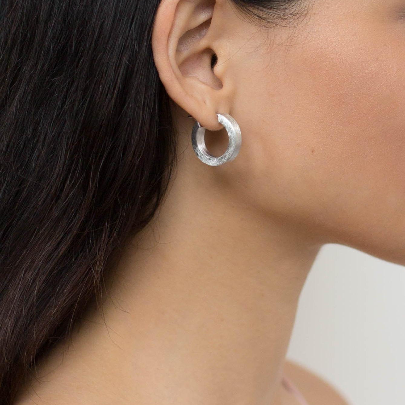 matte hoop earrings silver
