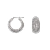 Hourglass Textured Hoops - Silver