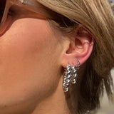 Frill Spiral Silver Hoop Earrings