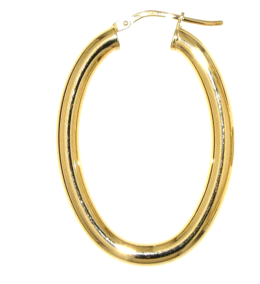 Shiny, Oval Gold Hoop Earrings