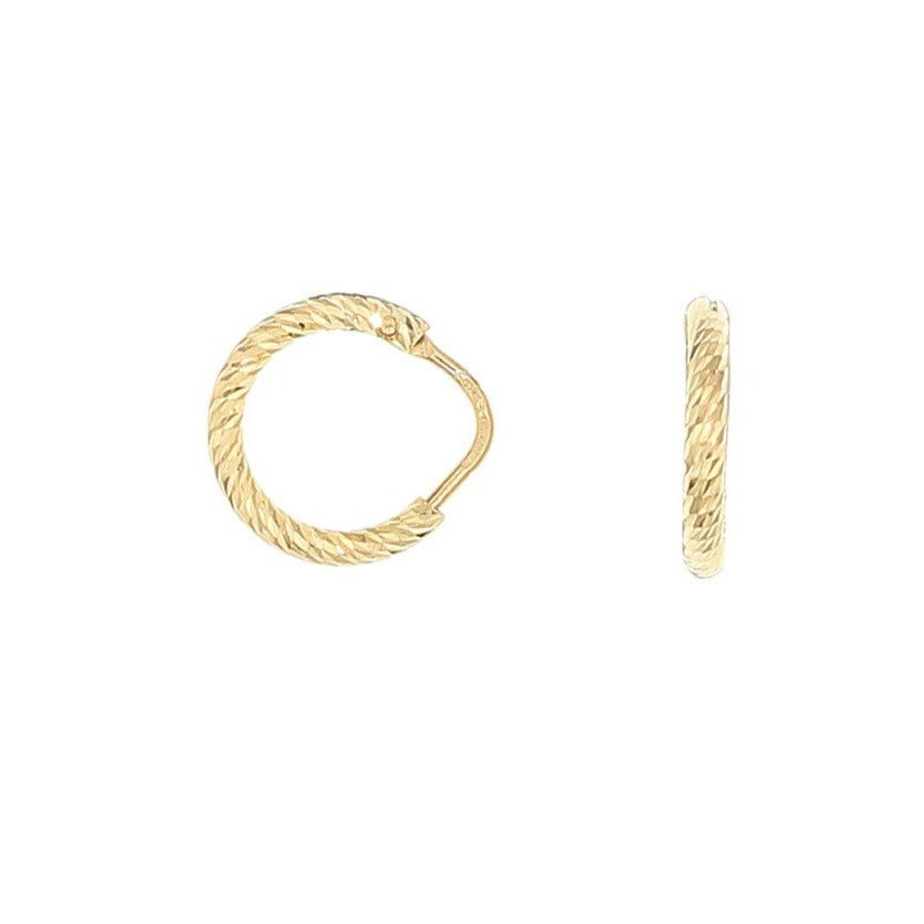 Gold sparkly huggie hoop earrings