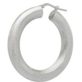 Matte Brushed Satin Hoop Earrings - Silver