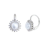 Sparkly Claw-Set Drop Wire Pearl Earrings