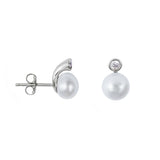 Pearl Stud Small Earrings with Sparkle