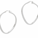 Patterned Wave Hoops - Large Silver