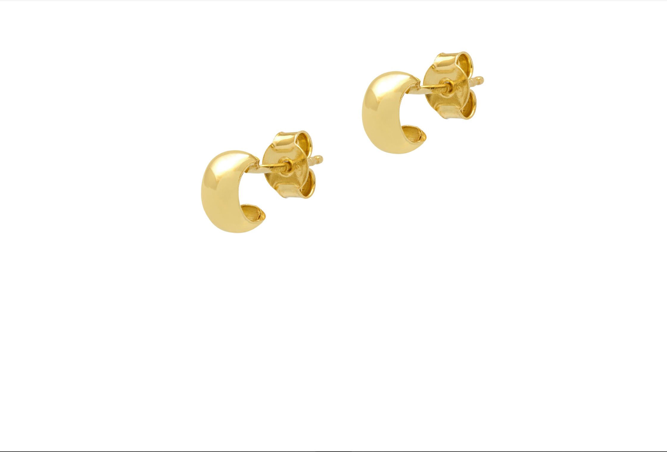 Shiny Demi Hoop Stud Earrings, Mini Size in Gold