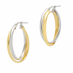 Oval Twist Hoop Earrings in Gold and Silver