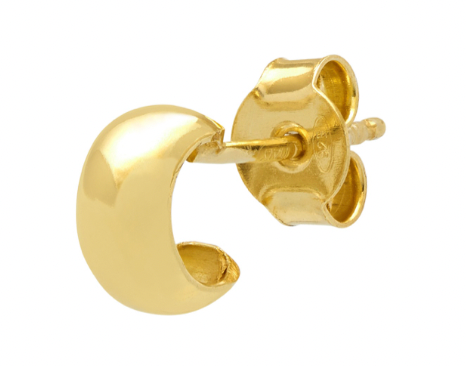 Shiny Demi Hoop Stud Earrings, Mini Size in Gold