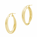 Double Oval Gold Hoop Earrings for Women