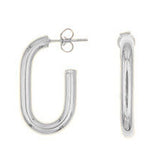 Paperclip 'Oblong' Plain Hoops - Silver or Gold