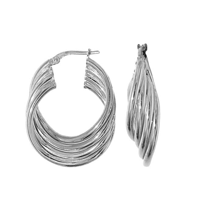 Twist Silver Hoop Earrings