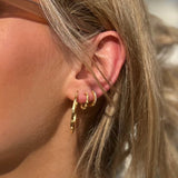 Squared-Edged Patterned Hoops - Gold