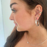 Textured Square Hoops - Silver